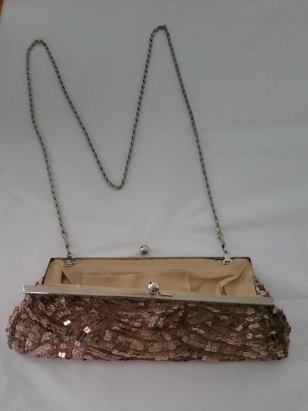 Sequin Evening Clutch with Chain Strap